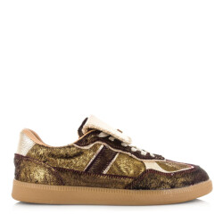Babouche Ira dark brown gold lage sneakers dames