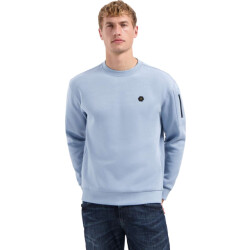 No Excess Sweater crewneck brushed inside dusty blue