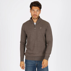 Q1905 Trui kralingen donker taupe melange