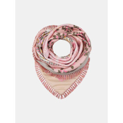 Mucho Gusto Zijden sjaal laboca roze met beige gebloemd patchwork