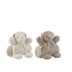 J-Line Bear+blanket plush white/grey assortment of 2