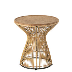 J-Line Bijzettafel rond groeven rotan naturel