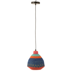 J-Line Hanging lamp stripes+zigzag bottom seagrass mix