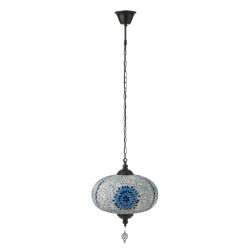 J-Line Haning lamp mosaic glass/metal blue large