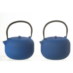 J-Line Box of 1 tea pot metal dark blue assortment 2