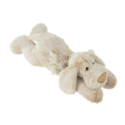 J-Line Dog lying plush polyester beige