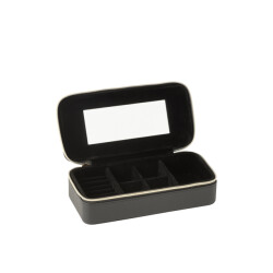 J-Line Jewellery box rectangle+mirror artificial leather black