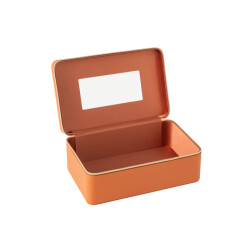J-Line Cosmetic box rectangle+mirror artificial leather cognac