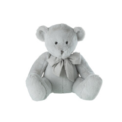 J-Line Bear plush with bow tie polyester grey large