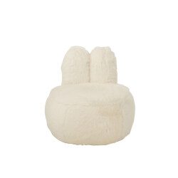 J-Line Stool fur with bunny ears wood white
