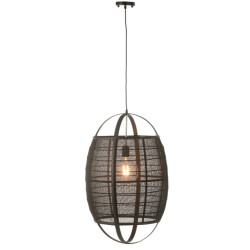 J-Line Hanging lamp ion linen/bamboo black large