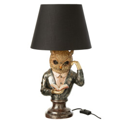 J-Line Table lamp owl+shade polyresin antique brown/gold