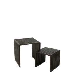 J-Line Set of 2 coffee tables cubic recycle teak black