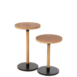 J-Line Set of 2 side tables ron mdf/pinewood natural black