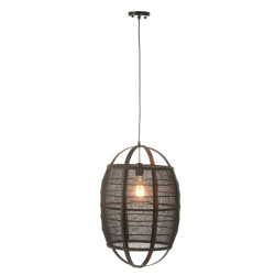J-Line Hanging lamp ion linen/bamboo black small