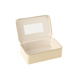 J-Line Cosmetic box rectangle+mirror artificial leather beige