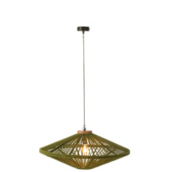 J-Line Hanging lamp ovni iron/jute green medium