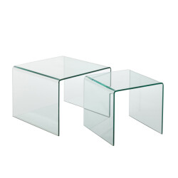J-Line Set van 2 sidetable glass transparant