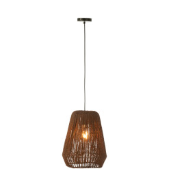 J-Line Hanging lamp weave metal/palm black small