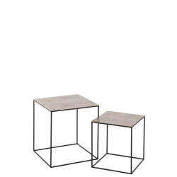 J-Line Set of 2 sidetables square aluminium/iron silver/black