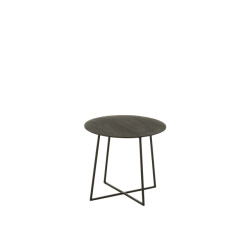 J-Line Coffee table round teak wood/metal black