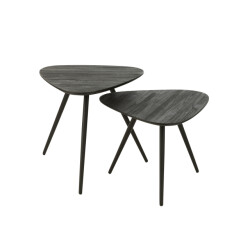 J-Line Set of 2 tables triangle recycle teak black