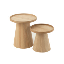 J-Line Set of 2 sidetables round+edges wood natural