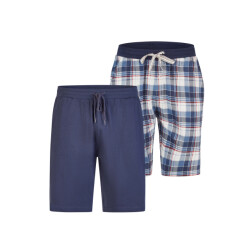 Phil & Co Heren korte pyjamabroek geruit/effen 2-pack