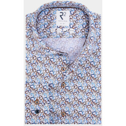 R2 Amsterdam Casual hemd lange mouw carabiner print on knitted 130.wsp.002/073