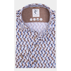 R2 Amsterdam Casual hemd lange mouw light blue retro print 130.wsp.029/045