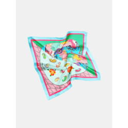 Mucho Gusto Zijden sjaal burano small turquoise met roze paisley patchwork