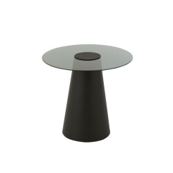 J-Line Side table glass flat cap cone iron black