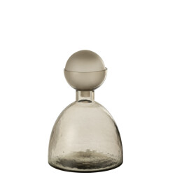 J-Line Vase bottle+cap yara glass greige small