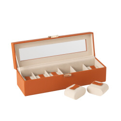 J-Line Swatch box 6 compartments artificial leather cognac
