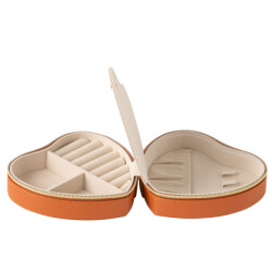J-Line Jewellery box heart artificial leather cognac