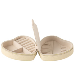 J-Line Jewellery box heart artificial leather beige