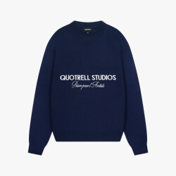 Quotrell Mondrian knitted sweater navy