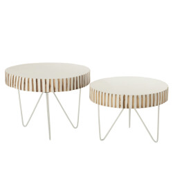 J-Line Set of 2 tables ying wood metal white