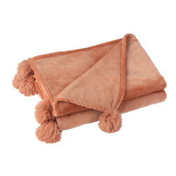 J-Line Plaid pompom polyester peach