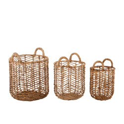 J-Line Set of 3 baskets bananas leaves natural