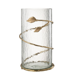 J-Line Vase leaf long glass/iron transparent/gold