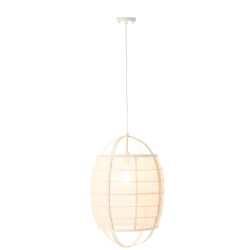 J-Line Hanging lamp ion linen/bamboo white small