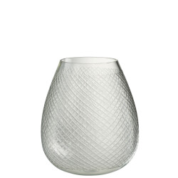 J-Line Vase checkered glass transparent large
