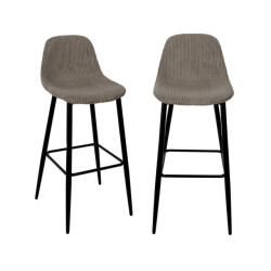 CaliCosy Set van 2 barkrukken in ribfluweel met metalen poten h100,5 cm scott