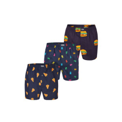 Happy Shorts X heren wijde boxershort met binnenbroek pizza/gummibeer/hamburger print 3-pack