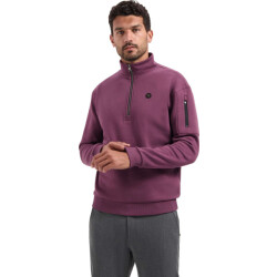 No Excess Sweater half zip brushed dark wine