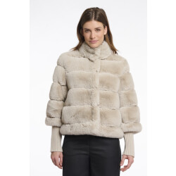 Rino & Pelle faux fur jacket with knitted sleeves feline.7002512 birch