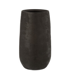 J-Line Vase irregular rough ceramic black large