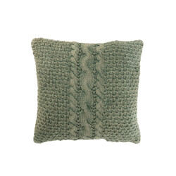 J-Line Cushion knitted+braid cotton washed green