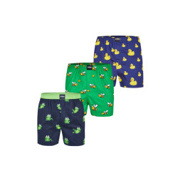 Happy Shorts X heren wijde boxershort met binnenbroek kikker/eend/bij print 3-pack
